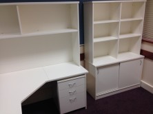 Photo Shows Overhead Open Hutch On Desk With Overhead Bookcase On 1200 Credenza